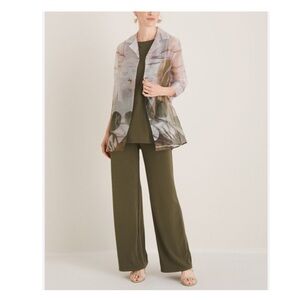 Chico’s Travelers Watercolor Organza, Back Pleated Open Front Jacket S EUC